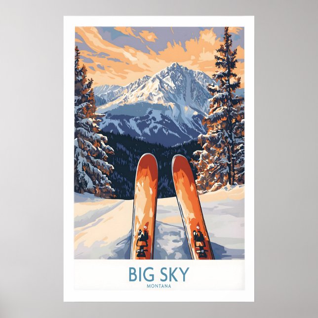 Big Sky Art Print - Skiing Poster 1 (Framsidan)