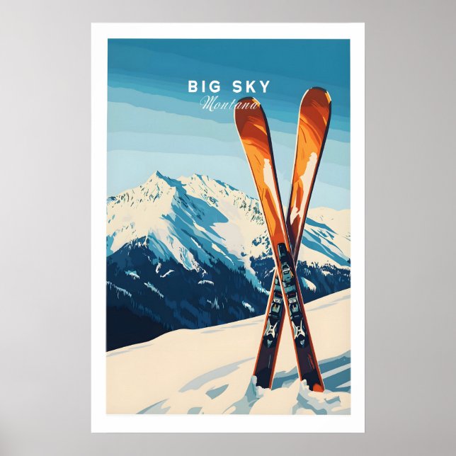 Big Sky Print Montana - Ski Poster 1 (Framsidan)
