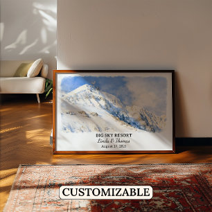 Big Sky Resort Montana Affisch, Akvarell, Anpassad Poster