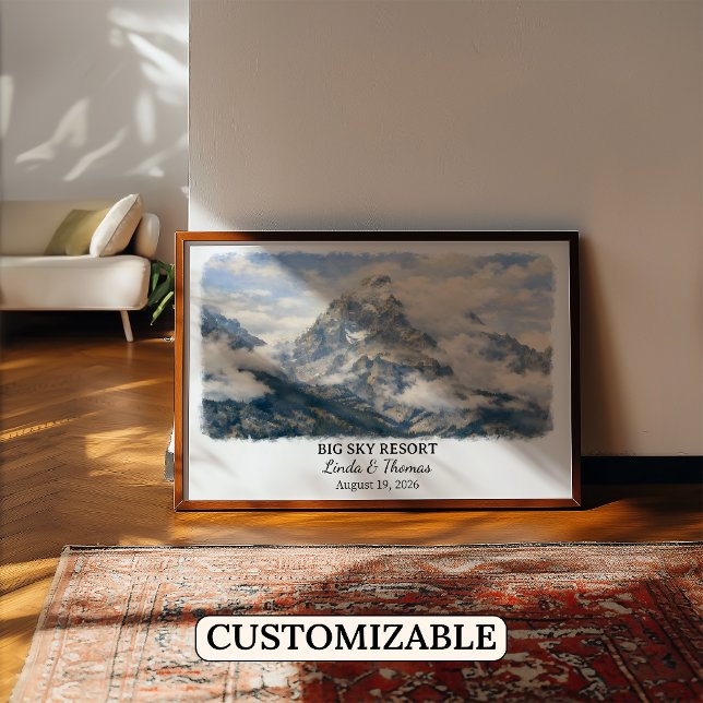 Big Sky Resort Montana Affisch, Akvarell, Anpassad Poster (Skapare uppladdad)