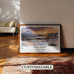 Big Sky Resort Montana Affisch, Akvarell, Anpassad Poster