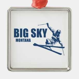 Big Sky Resort Montana Skidåkare Julgransprydnad Metall