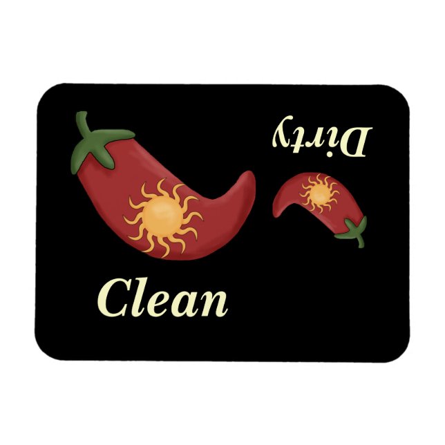 Big & Small Red Peppers & Sol - Dishwasher Magnet (Horisontell)