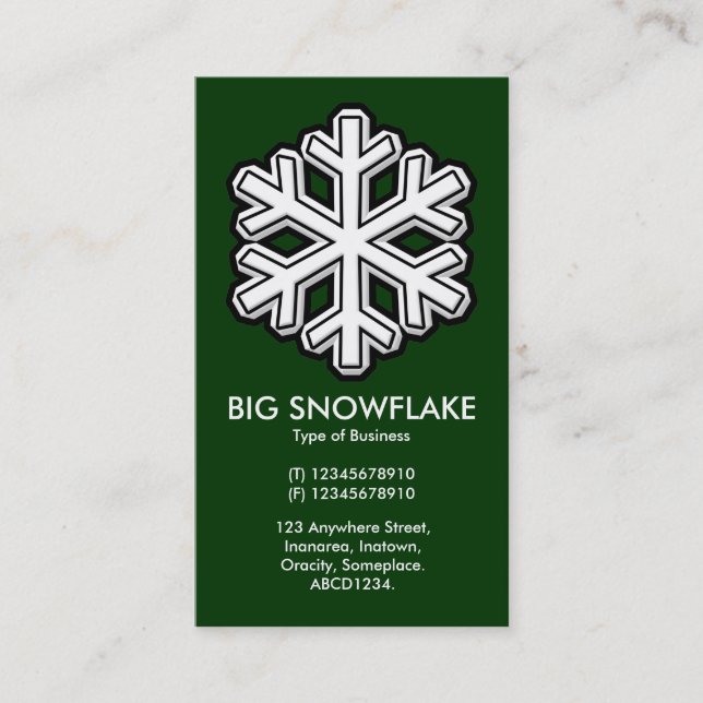 Big Snowflake - Mörk grönt (003300) Visitkort (Framsida)