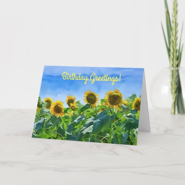 Big Solros Garden Art Birthday Card Kort (Framsida)