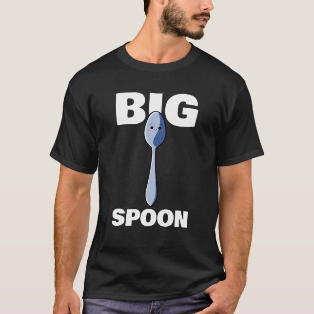 Big Spoon Little Spoon Matching Bröllop Anniversar T Shirt (Framsida)