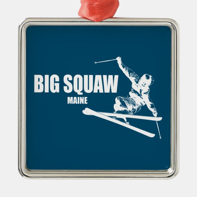 Big Squaw Maine Skier Julgransprydnad Metall (Framsidan)