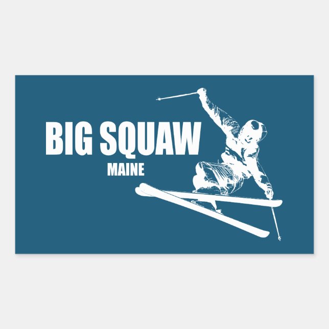 Big Squaw Maine Skier Rektangulärt Klistermärke (Framsida)