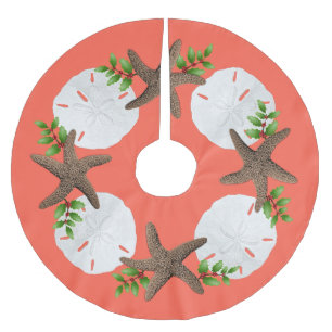 Big Starfish Sand Dollars Holly Löv Coral Rosa Julgransmatta Borstad Polyester