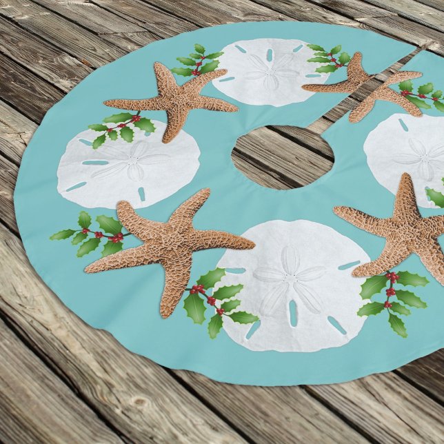 Big Starfish Sand Dollars Holly Löv Julgransmatta Borstad Polyester (Skapare uppladdad)
