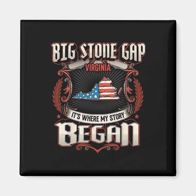 Big Stone Gap Virginia USA flagga 4:e juli Magnet (Framsidan)