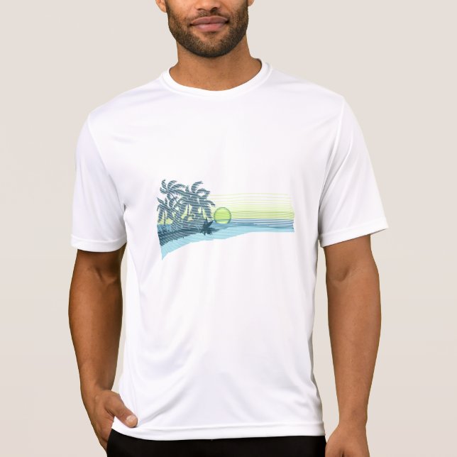 Big Sunset Hawaiian Surfer Rash Guard T Shirt (Framsida)