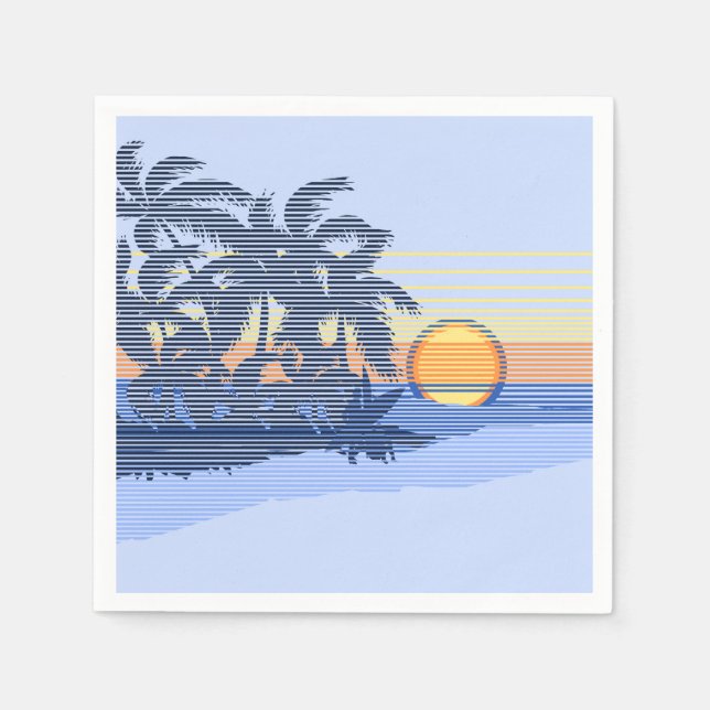 Big Sunset Rand Hawaiian Surfer Pappersservett (Framsidan)
