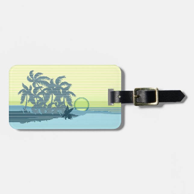 Big Sunset Rand Hawaiian Surfers Bagagebricka (Horisontell Framsida)