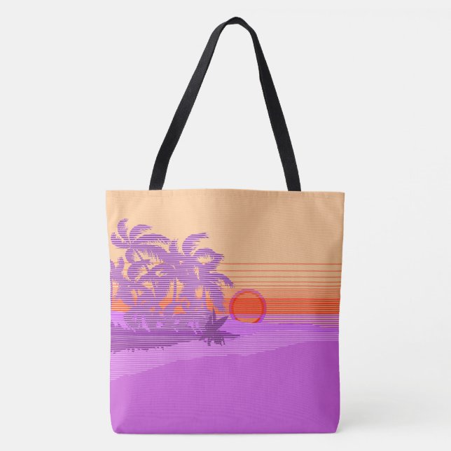 Big Sunset Rand Hawaiian Surfers Beach Bag Tygkasse (Framsida)