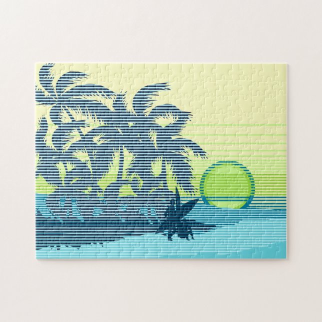 Big Sunset Rand Hawaiian Surfers Pussel (Horisontell)