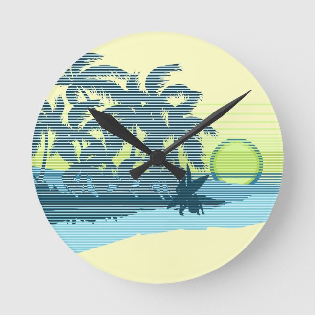 Big Sunset Rand Hawaiian Wall Clocks Rund Klocka (Framsida)