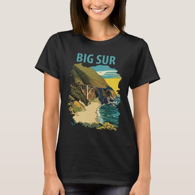 Big Sur Bixby Bridge Coastal Teal Resa T Shirt (Framsida)