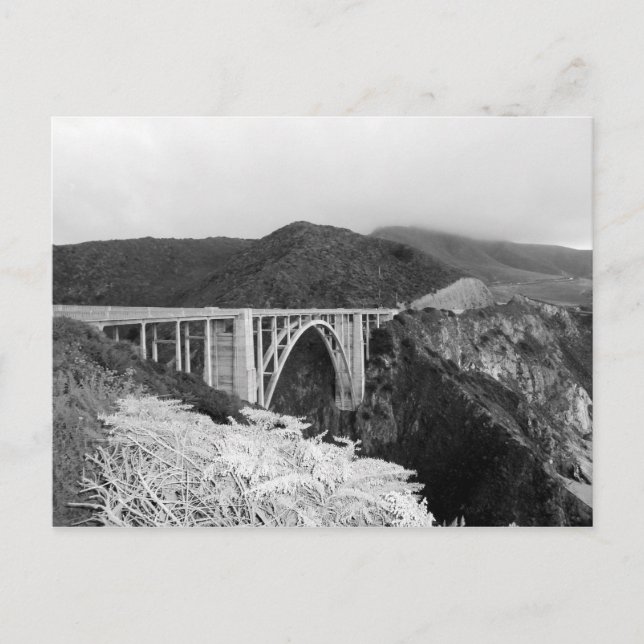 Big Sur Bridge vycard Black & White Vykort (Framsida)