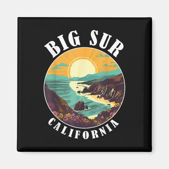 Big Sur California Beach Central Retro Forest Camp Magnet (Framsidan)