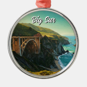 Big Sur California Bixby Bridge Travel Julgransprydnad Metall