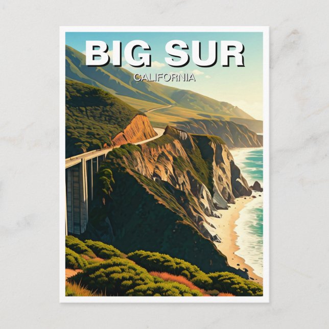 Big Sur California Central Kusten Vykort (Framsida)