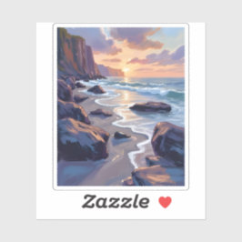 Big Sur, California Coastal Art Painting Klistermärken