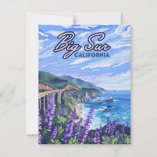 Big Sur California Kusten Retro Väster Kusten-kort