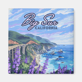 Big Sur California Kusten Retro Väster Kusten-kort Magnet