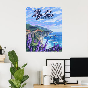 Big Sur California Kusten Retro Väster Kusten Poster