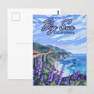 Big Sur California Kusten Retro Väster Kusten Vykort
