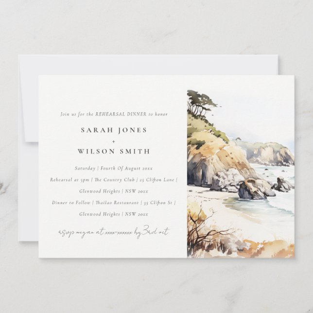 Big Sur, California Landscape Rehearsal Dinner Inbjudningar (Framsida)