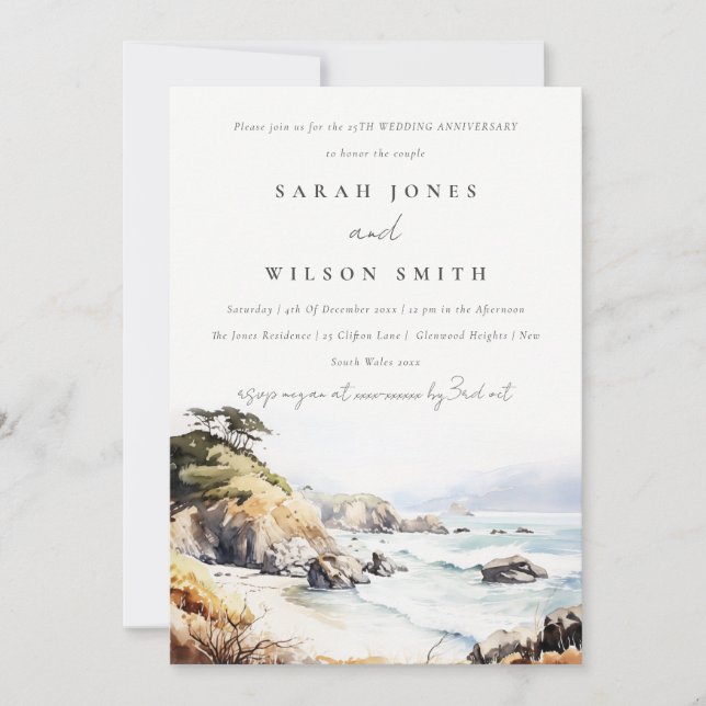 Big Sur California Landscape Wedding Anniversary Inbjudningar (Framsida)
