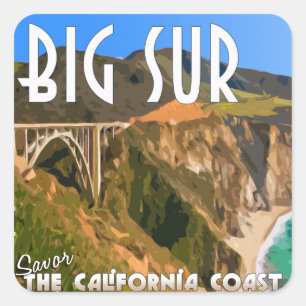 Big Sur California Pacific Kusten Highway Fyrkantigt Klistermärke