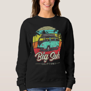 Big Sur California Retro Beach Handflatan Träd Vin T Shirt
