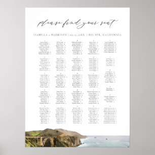 BIG SUR CALIFORNIA Skyline Bröllop Sittplatsdiagra Poster