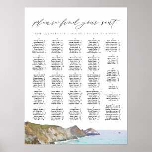BIG SUR CALIFORNIA Skyline Bröllop Sittplatsdiagra Poster
