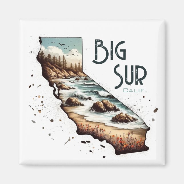 Big Sur California Souvenir Gift Magnet (Framsidan)