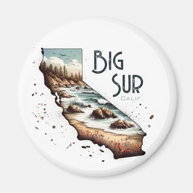 Big Sur California Souvenir Gift Magnet (Framsidan)