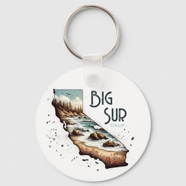 Big Sur California Souvenir Gift Nyckelring (Framsida)