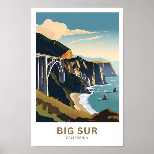 Big Sur California Travel Skriv ut Poster (Framsidan)