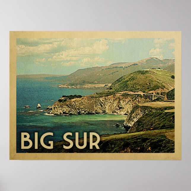 Big Sur California Vintage resor Poster (Framsidan)