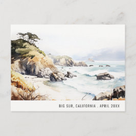 Big Sur, California Watercolor Landscape Travel Helg Vykort