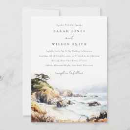 Big Sur, California Watercolor Landscape Wedding Inbjudningar