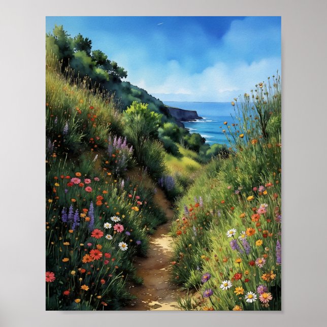 Big Sur California Watercolor Poster (Framsidan)