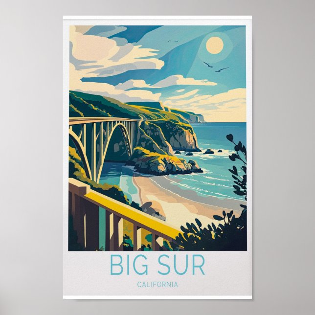 Big Sur Carmel Beach California Travel Poster, Big Poster (Framsidan)
