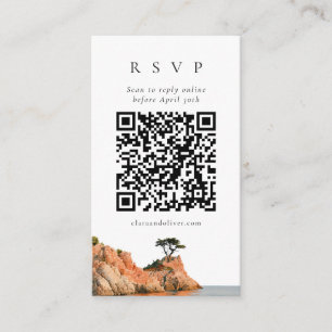Big Sur Cypress Kust Aquarell QR-kod RSVP-kort Tilläggskort