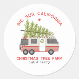 Big Sur Julgran Farm Vintage RV Camper Runt Klistermärke