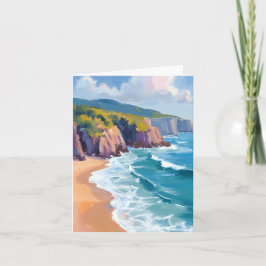 Big Sur, Kalifornien Akvarell Havsmålning Kort