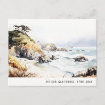 Big Sur, Kalifornien Akvarell Landskapsresa